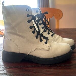White Glitter Chunky Lace-Up Boot